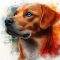 Dog Portrait Mural Wallpaper in Living Room Blue, Orange, Red, and Black Dog -2 Mural Wallpaper - room preview 02