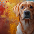 Dog Portrait Mural Wallpaper in Living Room Blue, Orange, Red, and Black Dog -3 Mural Wallpaper - room preview 02