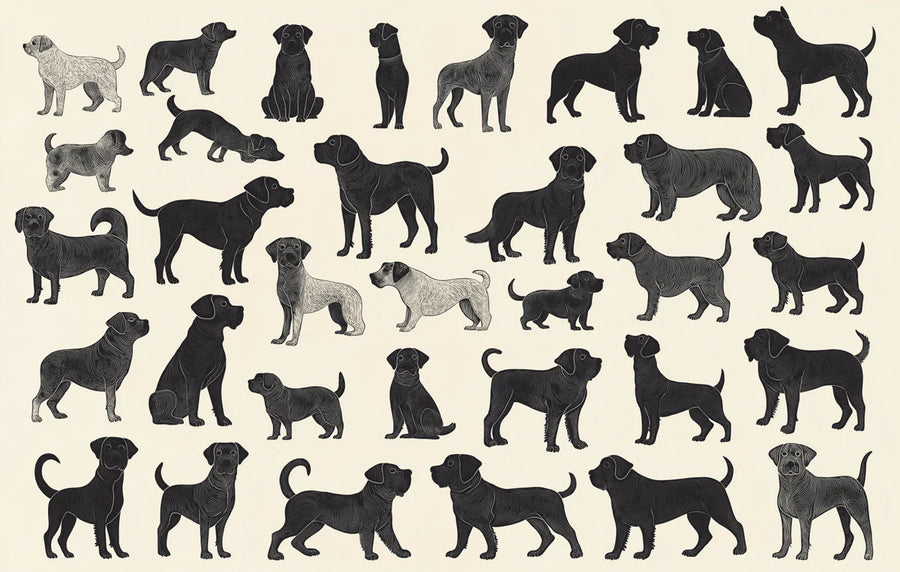 Kids Room Wallpaper Mural – Children Wall Mural for playroom – Dog Pattern in Playroom Black and Beige Dog printable artwork