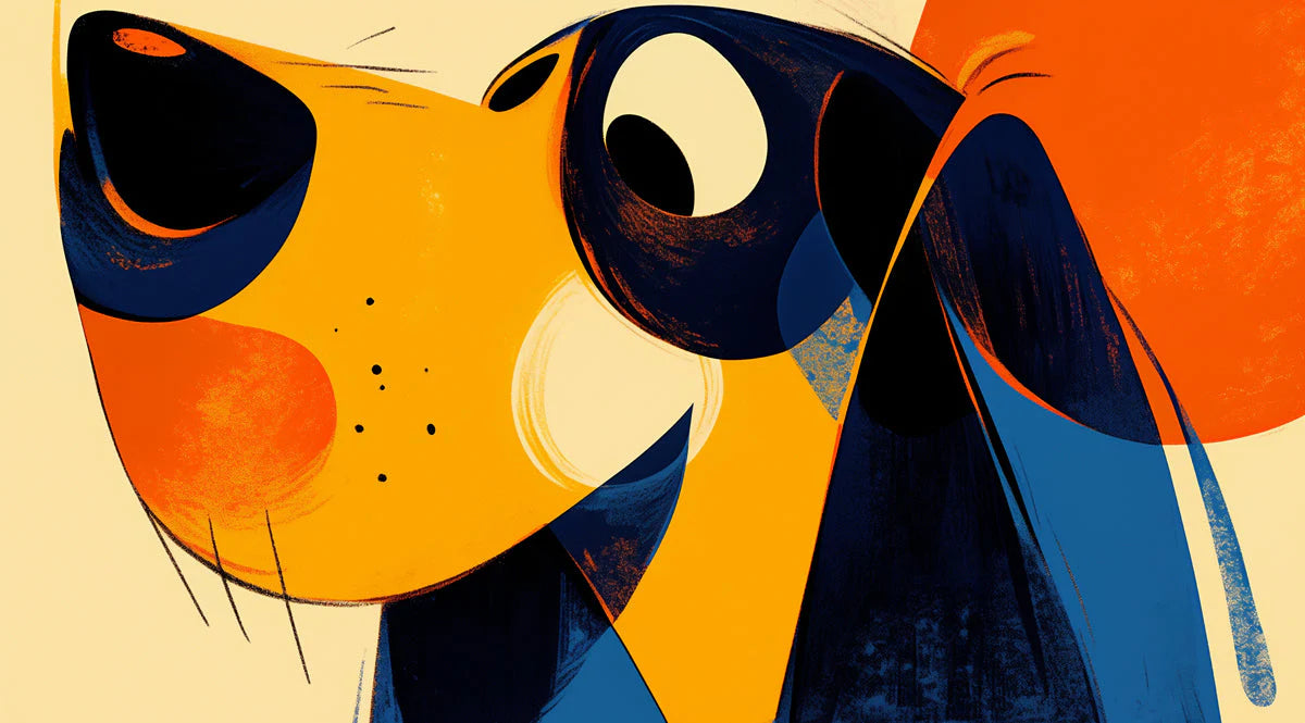 Abstract Art Mural Wallpaper in Living Room Various Colors (Orange, Blue, Green, etc.) Dog -1 Mural Wallpaper - room preview 02