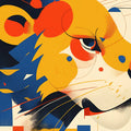 Abstract Lion Mural Wallpaper for Living Room Various Colors (Yellow, Orange, Blue, etc.) of Lion Mural Wallpaper - room preview 02