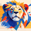 Abstract Lion Mural Wallpaper in Living Room Various Colors (Yellow, Orange, Blue, etc.) of Lion Mural Wallpaper - room preview 02