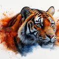 Tiger Head Mural Wallpaper in Living Room Orange, Black, and White Tiger Mural Wallpaper - room preview 02