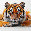 Tiger Head Mural Wallpaper in Living Room Orange, Black, and White Tiger -1 Mural Wallpaper - room preview 02