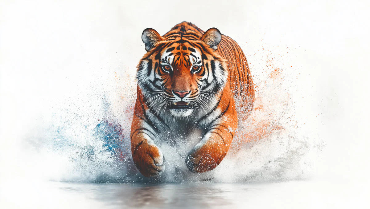 Tiger Head Mural Wallpaper in Living Room Orange, Black, and White Tiger -2 Mural Wallpaper - room preview 02