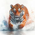 Tiger Head Mural Wallpaper in Living Room Orange, Black, and White Tiger -2 Mural Wallpaper - room preview 02