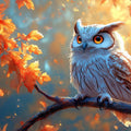 Owl Mural Wallpaper in Commercial Space Brown, Blue, Orange, and Yellow Owl Mural Wallpaper - room preview 02