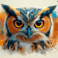 Owl Mural Wallpaper in a reading nook Brown, Blue, Orange, and Yellow Owl Mural Wallpaper - room preview 02