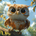 Owl Mural Wallpaper for a Nursey Brown, Blue, Orange, and Yellow Owl Mural Wallpaper - room preview 02