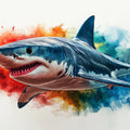 Shark Mural Wallpaper in Living Room Blue, Red, Orange, and Various Colors of Shark Mural Wallpaper - room preview 02