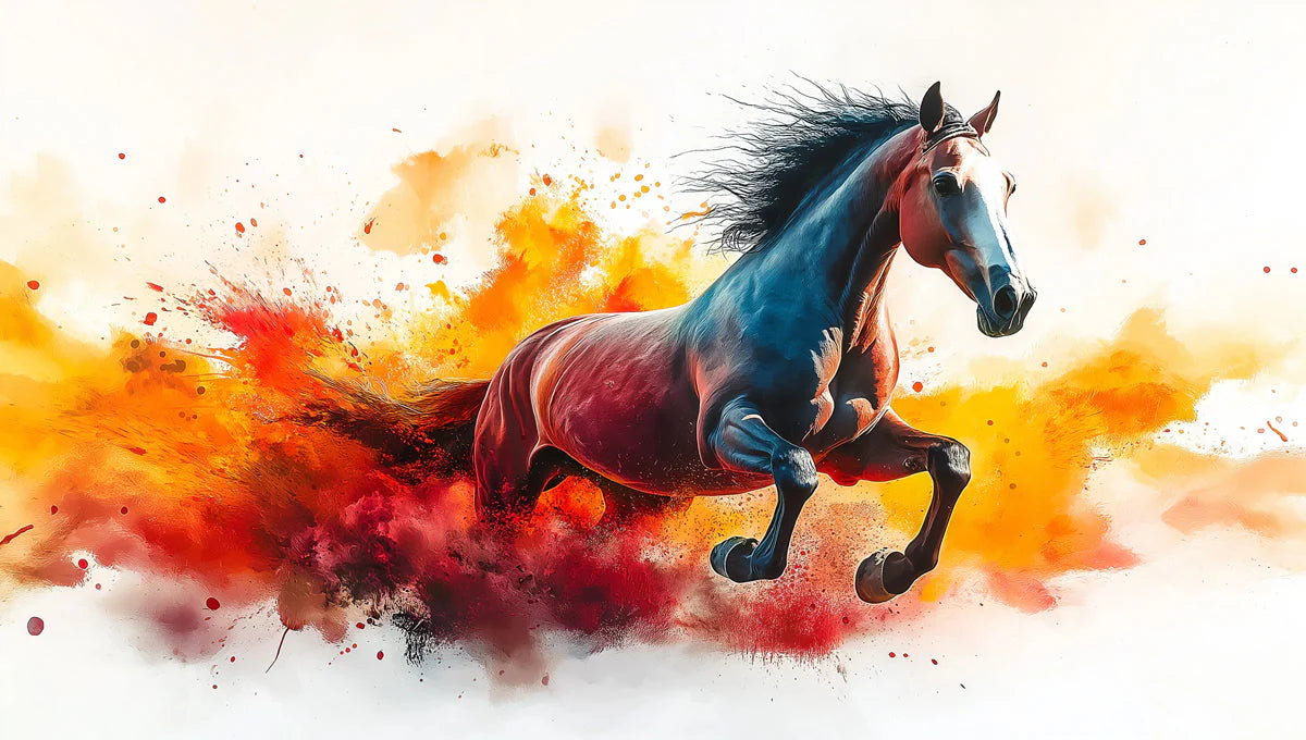 Red Horse Mural Wallpaper in Living Room Red, Blue, Orange, and Various Colors of Horse -1 Mural Wallpaper - room preview 02