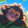 Monkey Mural Wallpaper in Playroom Brown, Orange, Blue, and Green Monkey Mural Wallpaper - room preview 02