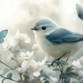 Dreamy Bird and Butterfly Wallpaper, Soft Blue Floral Mural for Nursery or Reading Nook Decor Mural Wallpaper - room preview 02