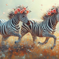 Zebra with Flowers Mural Wallpaper in Living Room Black, White, Pink, and Various Colors of Zebra Mural Wallpaper - room preview 02