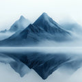 Blue Mountain Mural Wallpaper in Living Room Blue, Gray, and White Mountain Mural Wallpaper - room preview 02