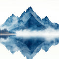 Blue Mountain Mural Wallpaper in Living Room Blue, Gray, and White Mountain -2 Mural Wallpaper - room preview 02