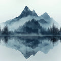 Blue Mountain Mural Wallpaper in Living Room Blue, Gray, and White Mountain -3 Mural Wallpaper - room preview 02