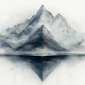 Gray Mountain Mural Wallpaper in Living Room Gray, White, and Blue Mountain Mural Wallpaper - room preview 02