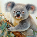 Realistic Koala Mural Wallpaper in Living Room Gray, Brown, Yellow, and Green Koala Mural Wallpaper - room preview 02