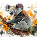 Realistic Koala Mural Wallpaper in Living Room Gray, Brown, Yellow, and Green Koala-1 Mural Wallpaper - room preview 02