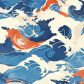Blue and Orange Wave Mural Wallpaper in Living Room Various Colors (Blue, Orange, White, etc.) of Wave Mural Wallpaper - room preview 02