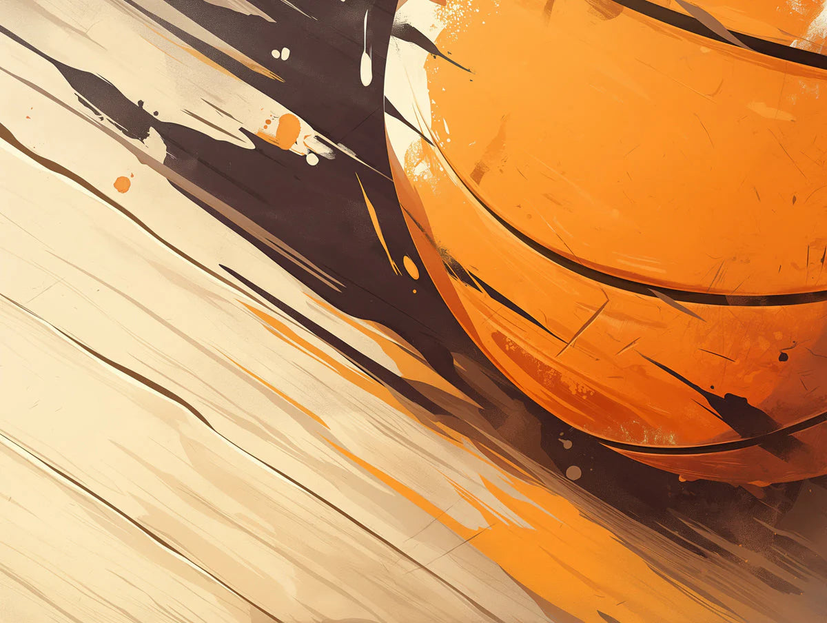 Abstract Basketball Mural Wallpaper in Play room Orange, Brown, and Beige Basketball Mural Wallpaper - room preview 02