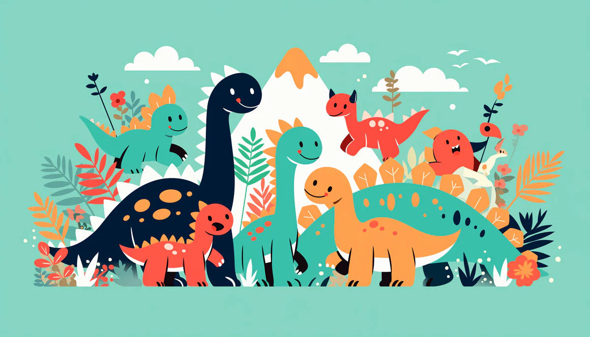 Dinosaur and Mountain Mural Wallpaper in Bedroom Various Colors (Green, Yellow, Blue, etc.) of Dinosaur Mural Wallpaper - room preview 02