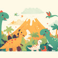 Dinosaur and Mountain Mural Wallpaper in Bedroom Various Colors (Green, Yellow, Blue, etc.) of Dinosaur Mural Wallpaper - room preview 02