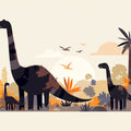Dinosaur and Mountain Mural Wallpaper in Bedroom Various Colors (Green, Yellow, Blue, etc.) of Dinosaur Mural Wallpaper - room preview 02