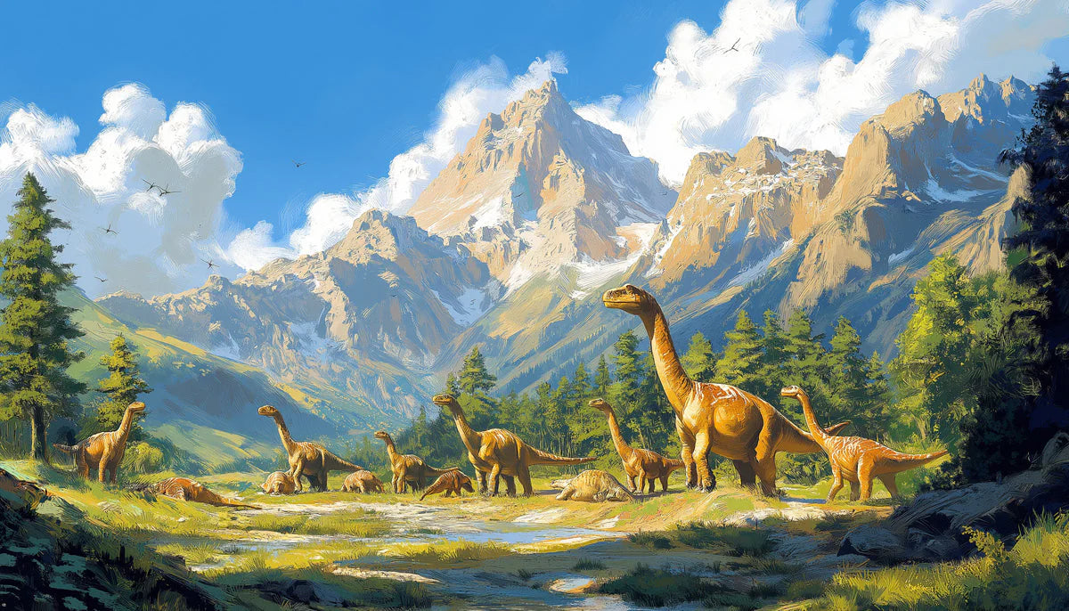 Realistic Dinosaur Mural Wallpaper in Playroom Various Colors (Brown, Green, Blue, etc.) of Dinosaur Mural Wallpaper - room preview 02