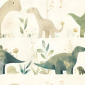 Watercolor Dinosaur Mural Wallpaper in Bedroom Beige, Green, and Various Pastel Colors of Dinosaurs Mural Wallpaper - room preview 02
