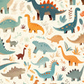 Watercolor Dinosaur Mural Wallpaper in Bedroom Beige, Green, and Various Pastel Colors of Dinosaurs Mural Wallpaper - room preview 02