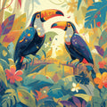 Colorful Toucan Mural Wallpaper in Bedroom Various Colors (Blue, Yellow, Orange, etc.) of Toucan Mural Wallpaper - room preview 02