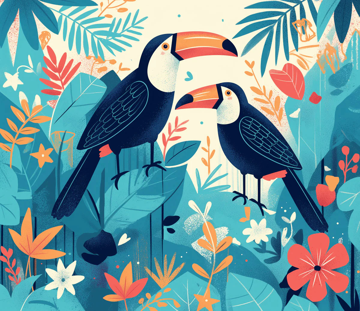 Colorful Toucan Mural Wallpaper in Bedroom Various Colors (Blue, Yellow, Orange, etc.) of Toucan Mural Wallpaper - room preview 02
