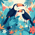 Colorful Toucan Mural Wallpaper in Bedroom Various Colors (Blue, Yellow, Orange, etc.) of Toucan Mural Wallpaper - room preview 02