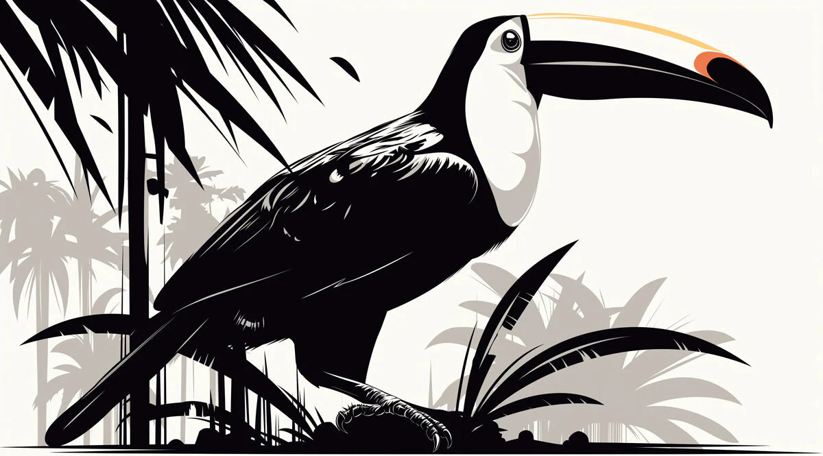 Black and WhiteToucan Mural Wallpaper in Bedroom Mural Wallpaper - room preview 02