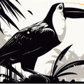 Black and WhiteToucan Mural Wallpaper in Bedroom Mural Wallpaper - room preview 02