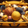 Sports Equipment Mural Wallpaper in Bedroom Various Colors (Yellow, Brown, Orange, etc.) of Sports Mural Wallpaper - room preview 02
