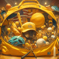 Sports Equipment Mural Wallpaper in Bedroom Various Colors (Yellow, Brown, Orange, etc.) of Sports Mural Wallpaper - room preview 02