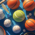 Sports Balls Mural Wallpaper in Bedroom Various Colors (Blue, Orange, Green, etc.) of Sports Balls Mural Wallpaper - room preview 02
