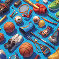 Sports Balls Mural Wallpaper in Play room Various Colors (Blue, Orange, Green, etc.) of Sports Balls Mural Wallpaper - room preview 02
