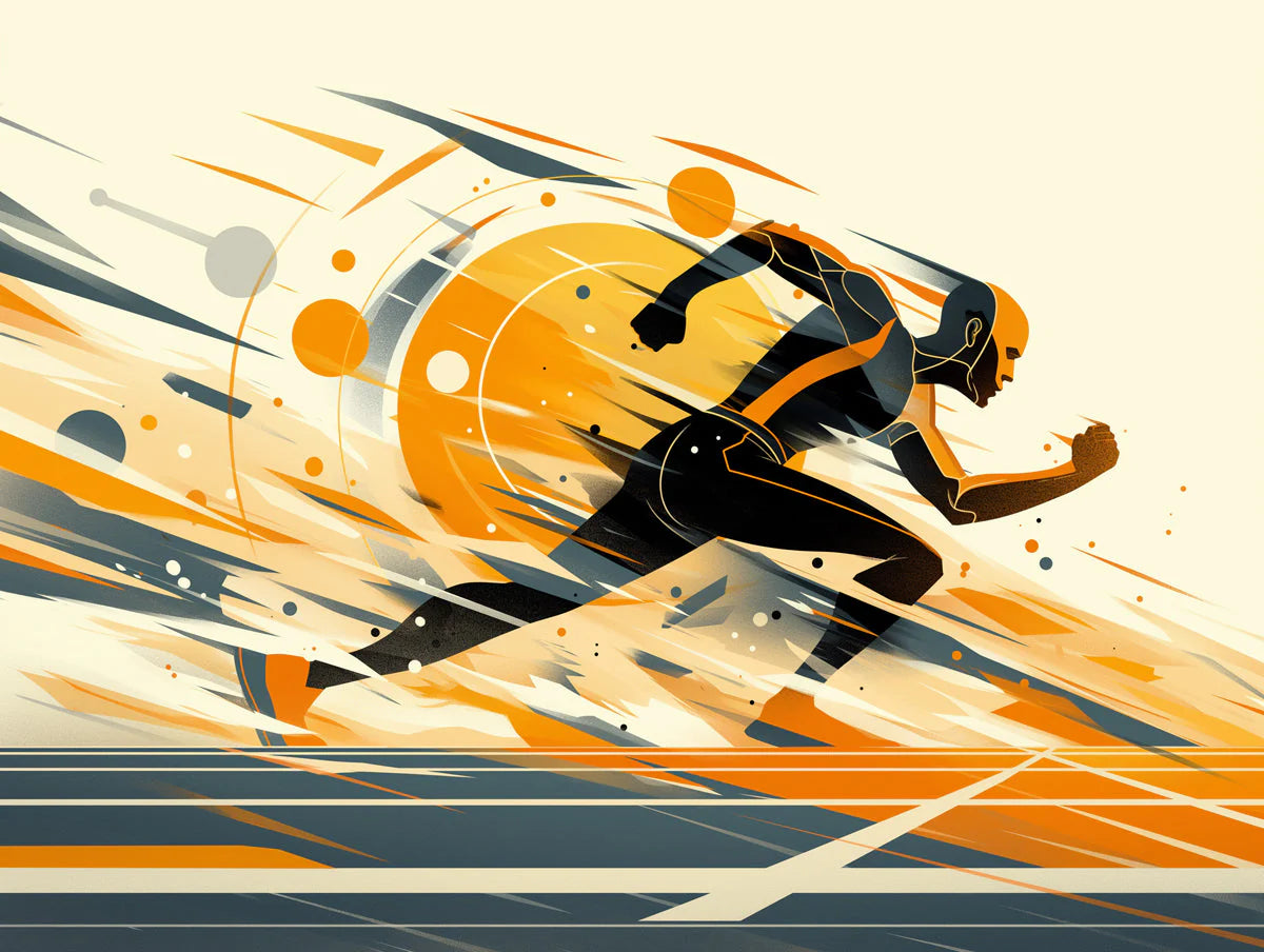 Abstract Runner Mural Wallpaper in Living Room Orange, Black, and Beige Runner Mural Wallpaper - room preview 02