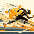 Abstract Runner Mural Wallpaper in Living Room Orange, Black, and Beige Runner Mural Wallpaper - room preview 02