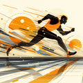 Abstract Runner Mural Wallpaper in Living Room Orange, Black, and Beige Runner Mural Wallpaper - room preview 02
