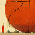 Giant Basketball in Alley Mural Wallpaper in Bedroom Orange, Blue, and Various Colors Basketball Mural Wallpaper - room preview 02