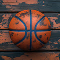 Rustic Basketball Mural Wallpaper for a kids's room or playroom Orange, Blue, and Brown Basketball Mural Wallpaper - room preview 02