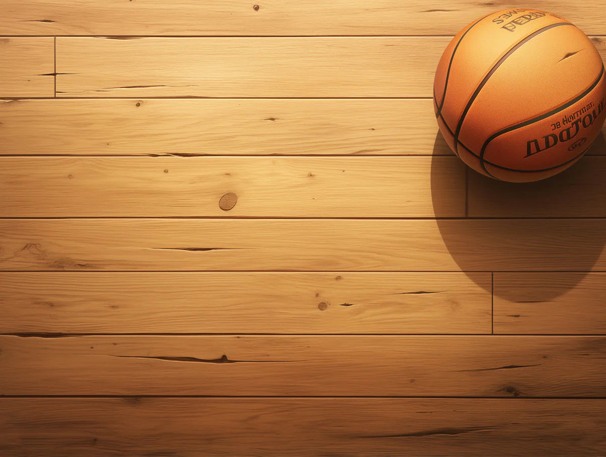 Rustic Basketball Mural Wallpaper for a Nursey Orange, Blue, and Brown Basketball Mural Wallpaper - room preview 02