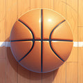 Rustic Basketball Mural Wallpaper for a kids's room Orange, Blue, and Brown Basketball Mural Wallpaper - room preview 02