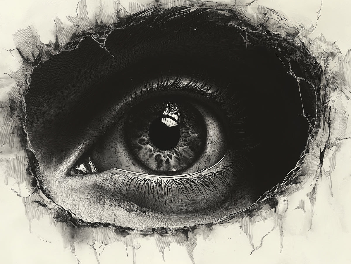 Giant Eye Mural Wallpaper in Living Room Black and Beige Eye Mural Wallpaper - room preview 02
