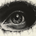 Giant Eye Mural Wallpaper in Living Room Black and Beige Eye Mural Wallpaper - room preview 02